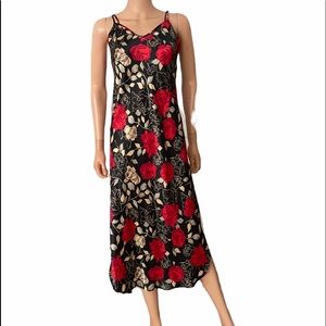 NWOT Vintage Bali Studio 90’s rose pattern maxi slip dress